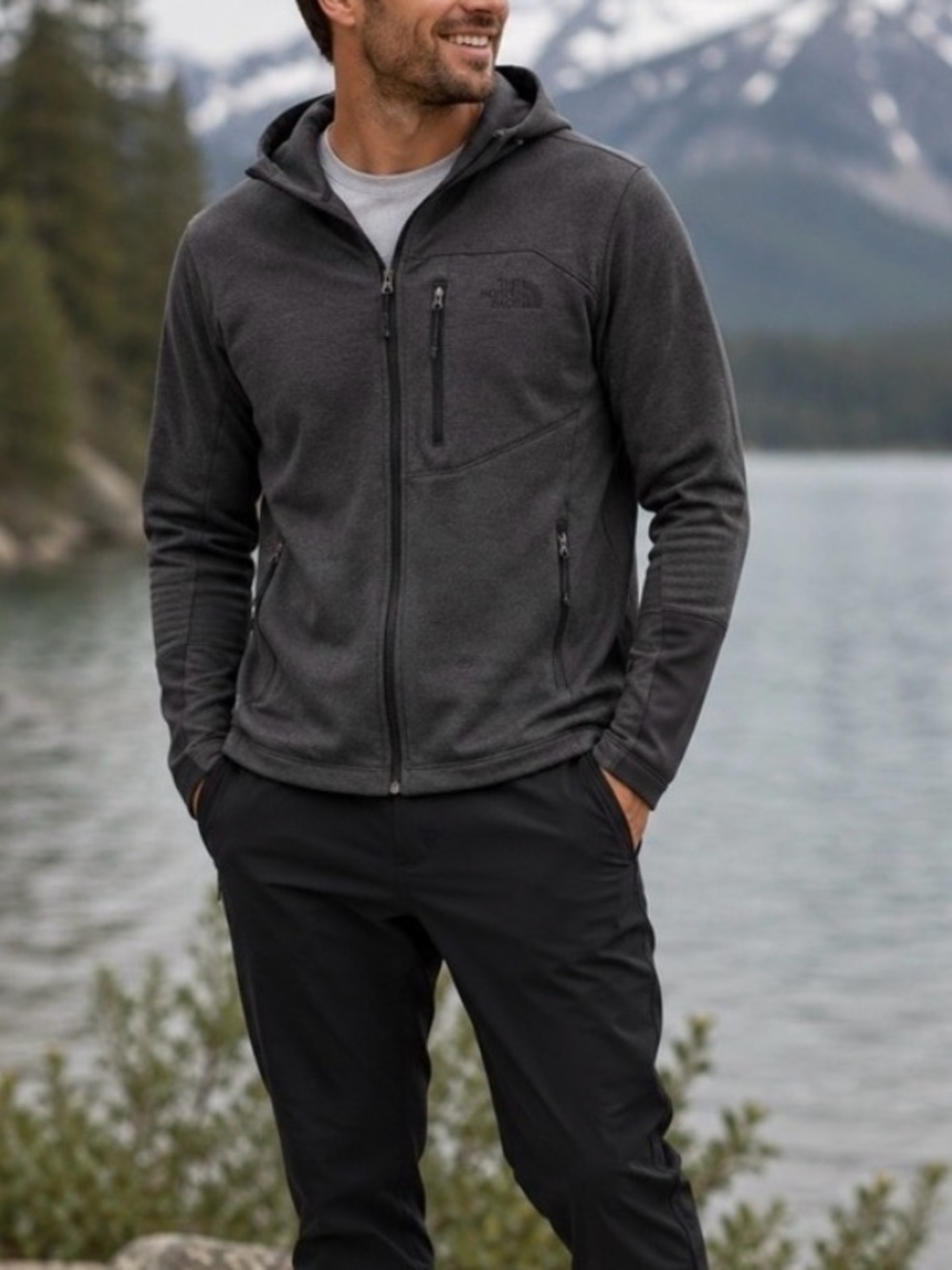 The North Face Men's Canyonlands Full Zip Hoodie in dark gray